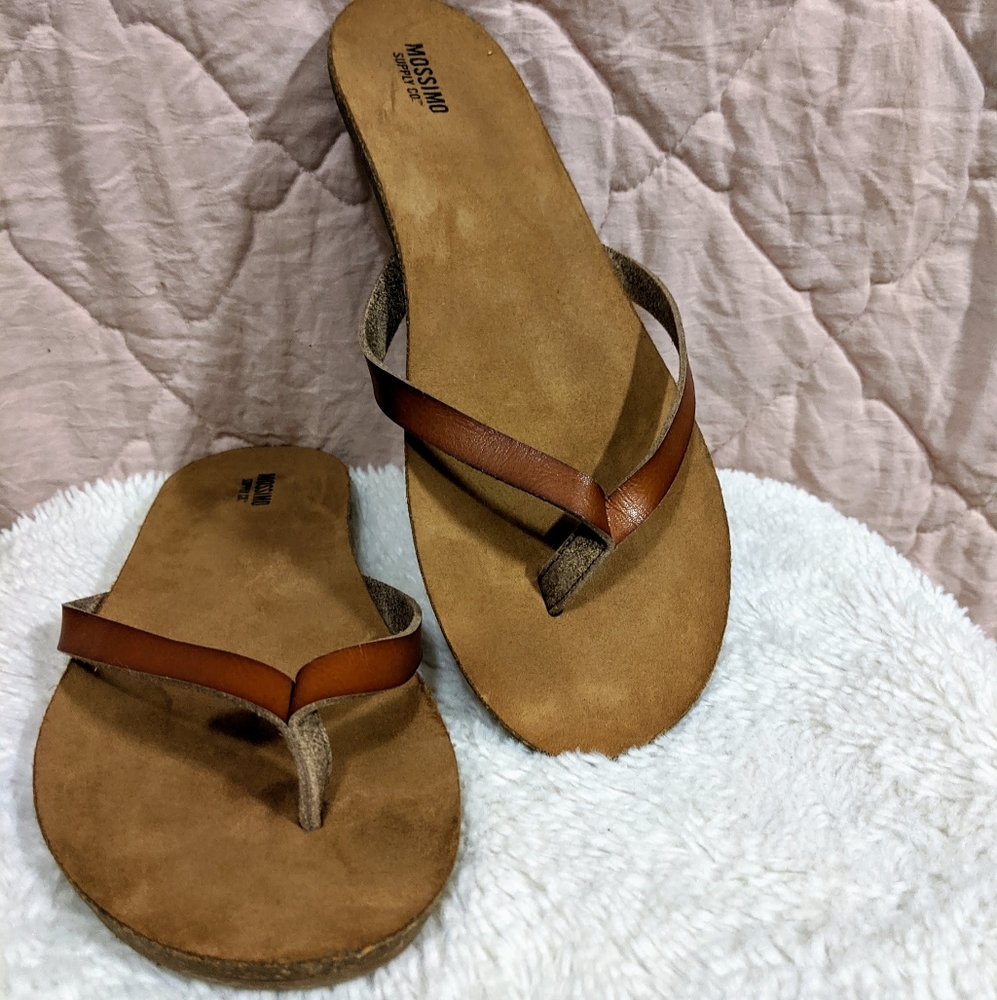 Faux Leather Flip Flops